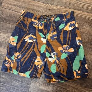 Patagonia Men's Floral Swim Shorts - Blue and Orange